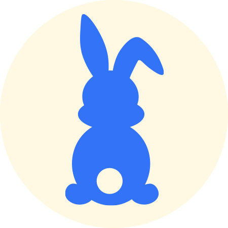 A Blue Bunny Easter icon set against a cream-colored background.