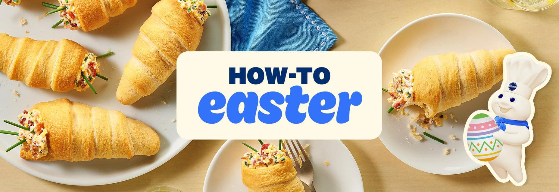 How to Easter with a background of stuffed crescent rolls.